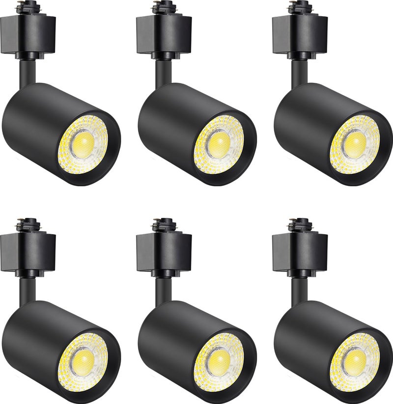 VANoopee 6 Pack 10W Dimmable LED Track Lighting Heads H Type Track Light Replacement Fixtures Bright 3000K Warm White Ceiling Spotlight for Accent Task Art, Flicker Free CRI90+ 24° 800lm Black - Image 1